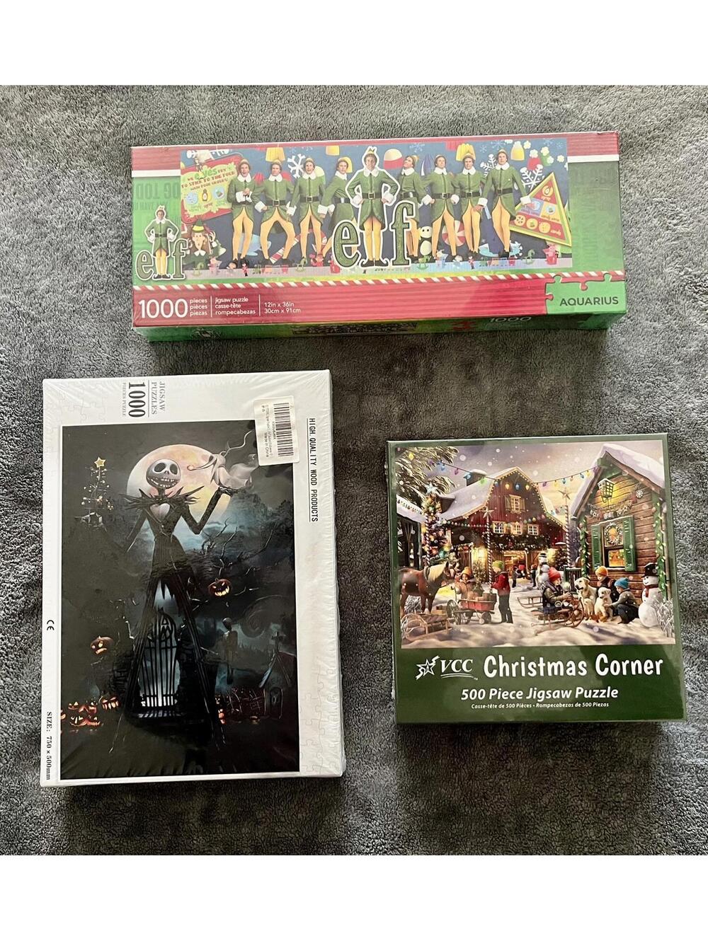 Lot of 3 NEW Jigsaw Puzzle Random ~ Jack/Elf/Christmas Corner